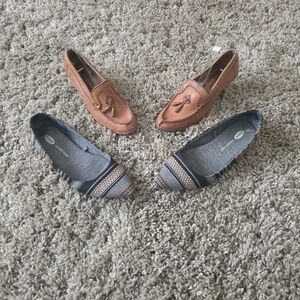 Dr. Scholl's Black Patterned Flats & Predictions Tan Leather Tassel Loafers